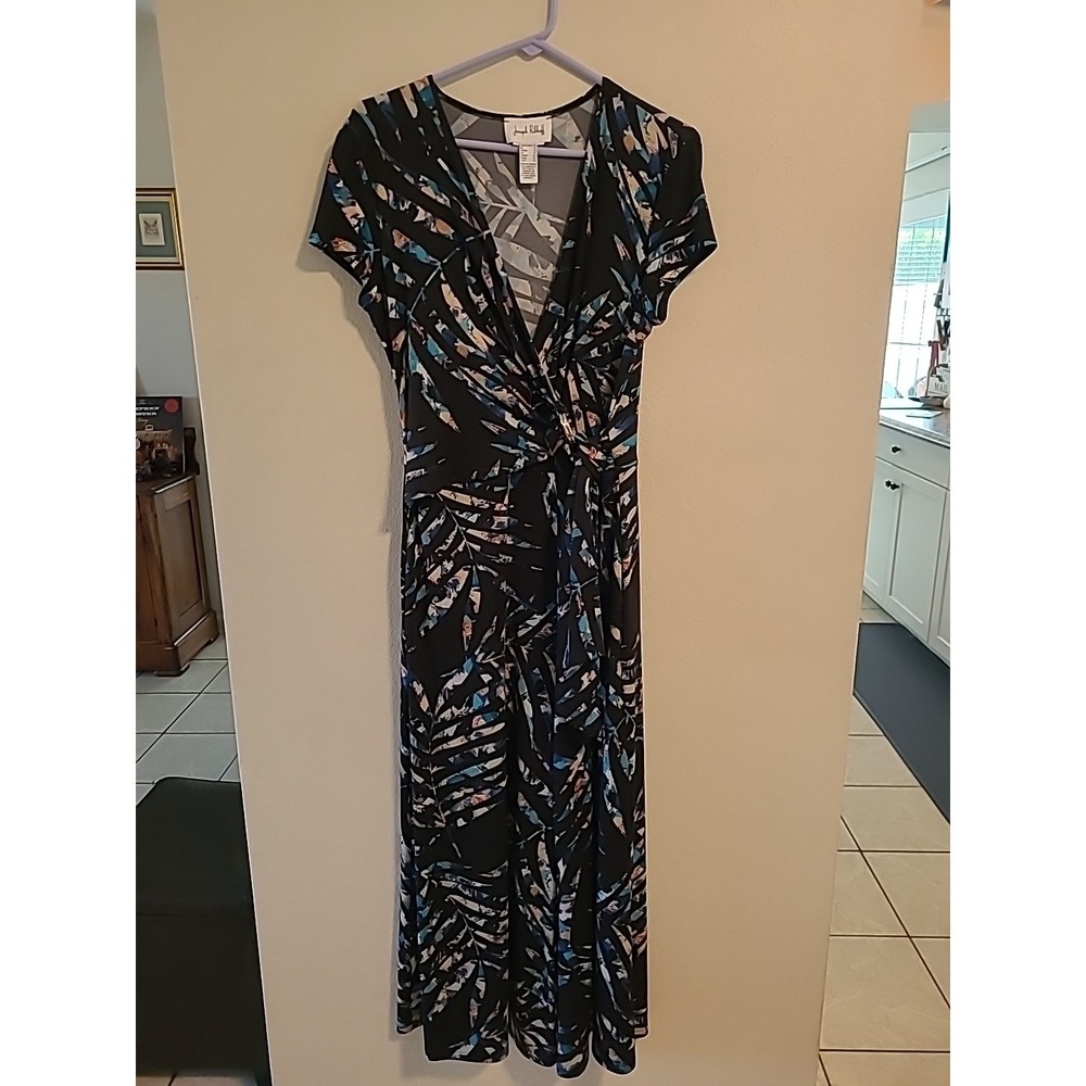 Joseph Ribkoff Black/Multi Tropical Print Fit And Flare Jumpsuit Style 231049